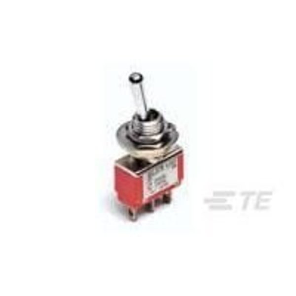 Te Connectivity Toggle Switch, Dpdt, Latched, 5A, 28Vdc, Solder Terminal, Short Type Actuator, Through Hole-Right 1-1825138-0
